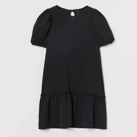 H&M Short Puff Sleeve Black Dress - Picture 1 of 9